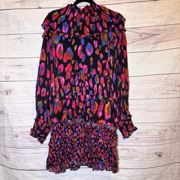 Farm Rio iridescent Leopard Elegant Multicolor Women's Dress Small NWOT - Picture 3 of 8